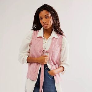 Damson Madder Dilly Gilet pink stripe vest